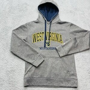 Champion Virginia Mountaineers Hoodie Mens Small Gray Embroidered Spell Out